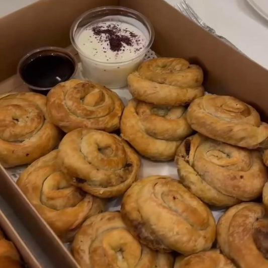 Sfeeha yafawiya pinwheel with minced meat